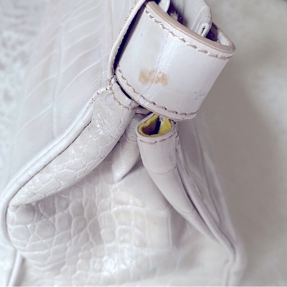 Claudia Firenze CROC EMBOSSED LARGE LEATHER TOTE BAG SATCHEL OFFICE TRAVEL Beige - Picture 11 of 13